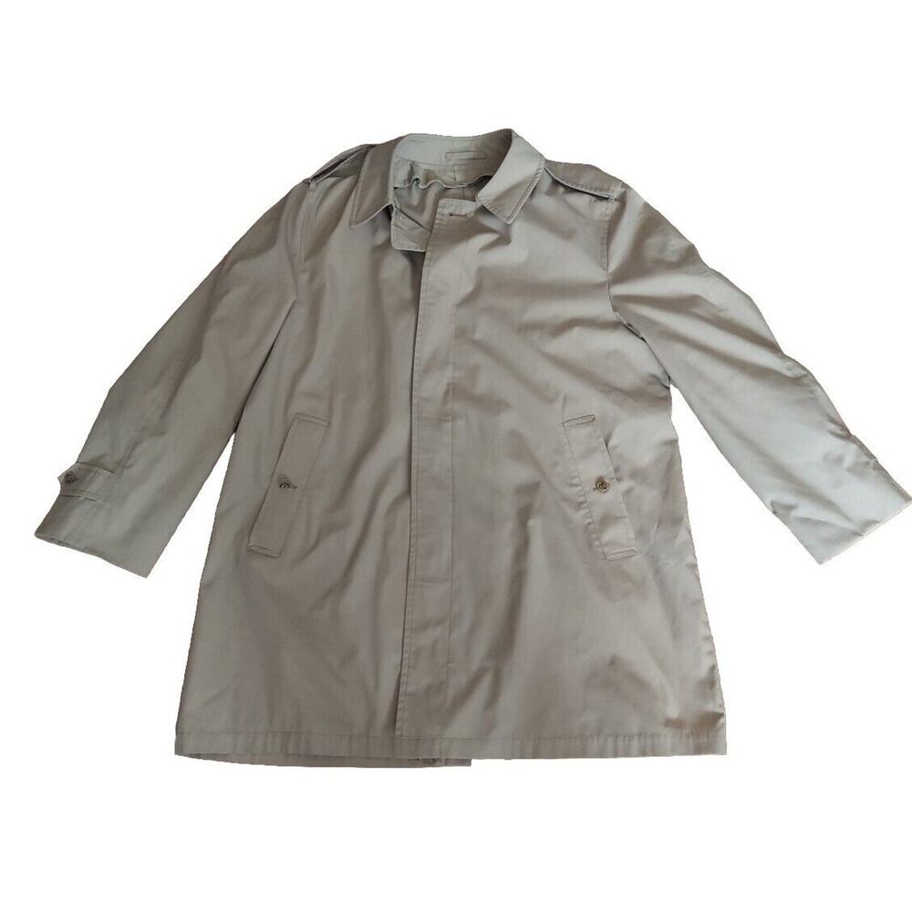 London Fog Trench Coat Men's Size 44 - Button Wamsutta Tan